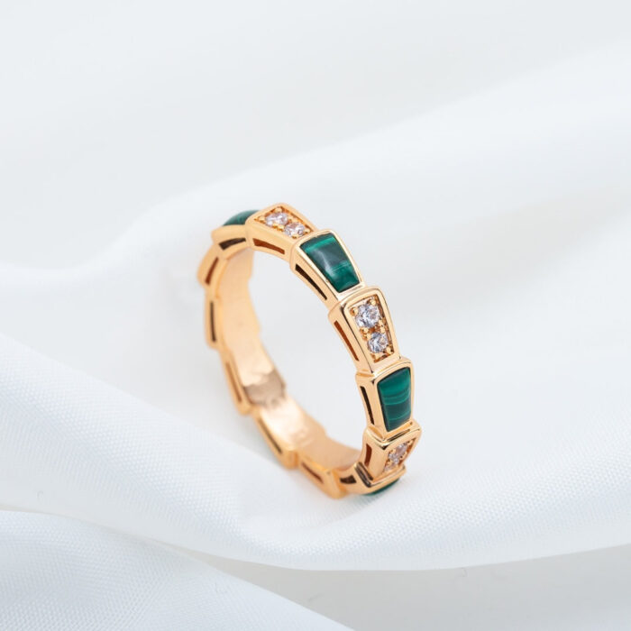 【Valerone Jewelry】SERPENTI RING PINK GOLD MALACHITE DIAMOND 3MM - Image 5