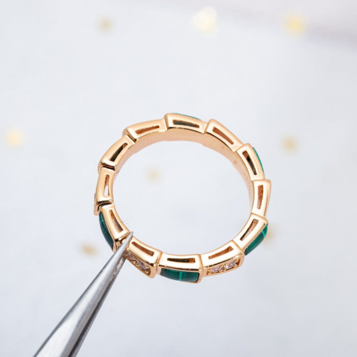 【Valerone Jewelry】SERPENTI RING PINK GOLD MALACHITE DIAMOND 3MM - Image 10
