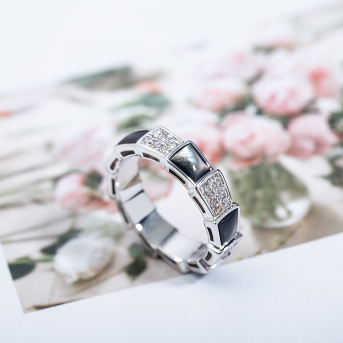 【Valerone Jewelry】SERPENTI RING SILVER DIAMOND BLACK MOP 4MM - Image 9