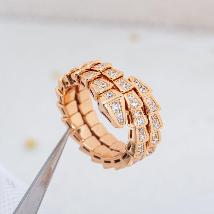 【Valerone Jewelry】SERPENTI RING PINK GOLD DIAMOND DOUBLE ROW - Image 1