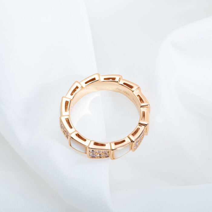 【Valerone Jewelry】SERPENTI RING PINK GOLD MOP DIAMOND PAVED 4MM - Image 3