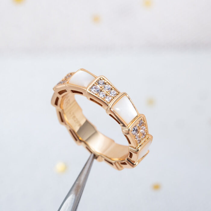【Valerone Jewelry】SERPENTI RING PINK GOLD MOP DIAMOND PAVED 4MM - Image 5