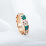 【Valerone Jewelry】SERPENTI RING PINK GOLD MALACHITE DIAMOND PAVED 4MM