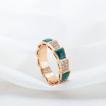 【Valerone Jewelry】SERPENTI RING PINK GOLD MALACHITE DIAMOND PAVED 4MM - Image 3