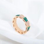 【Valerone Jewelry】SERPENTI RING PINK GOLD MALACHITE DIAMOND PAVED 4MM - Image 4