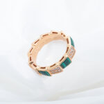 【Valerone Jewelry】SERPENTI RING PINK GOLD MALACHITE DIAMOND PAVED 4MM - Image 5