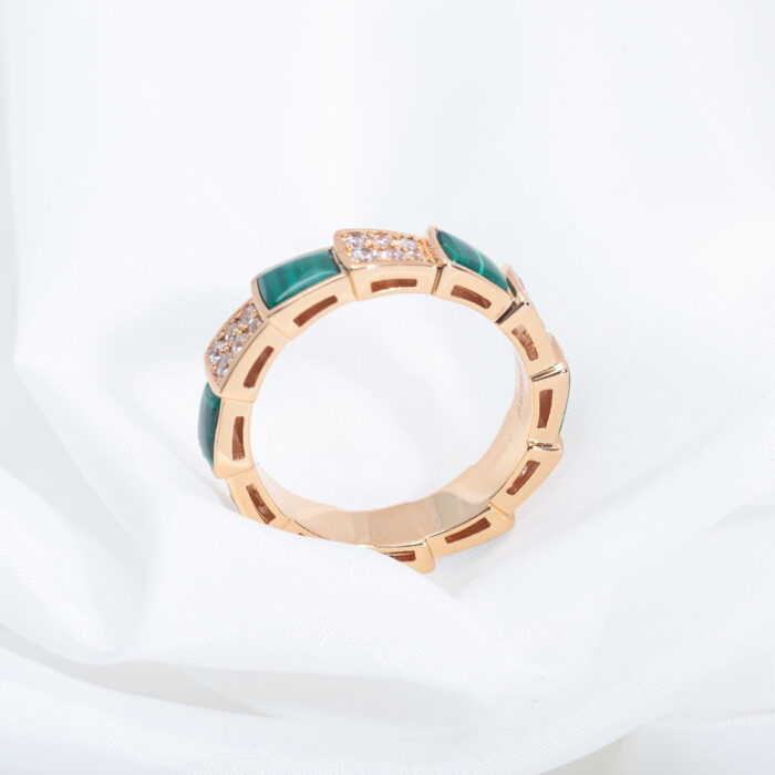【Valerone Jewelry】SERPENTI RING PINK GOLD MALACHITE DIAMOND PAVED 4MM - Image 6