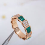 【Valerone Jewelry】SERPENTI RING PINK GOLD MALACHITE DIAMOND PAVED 4MM - Image 7
