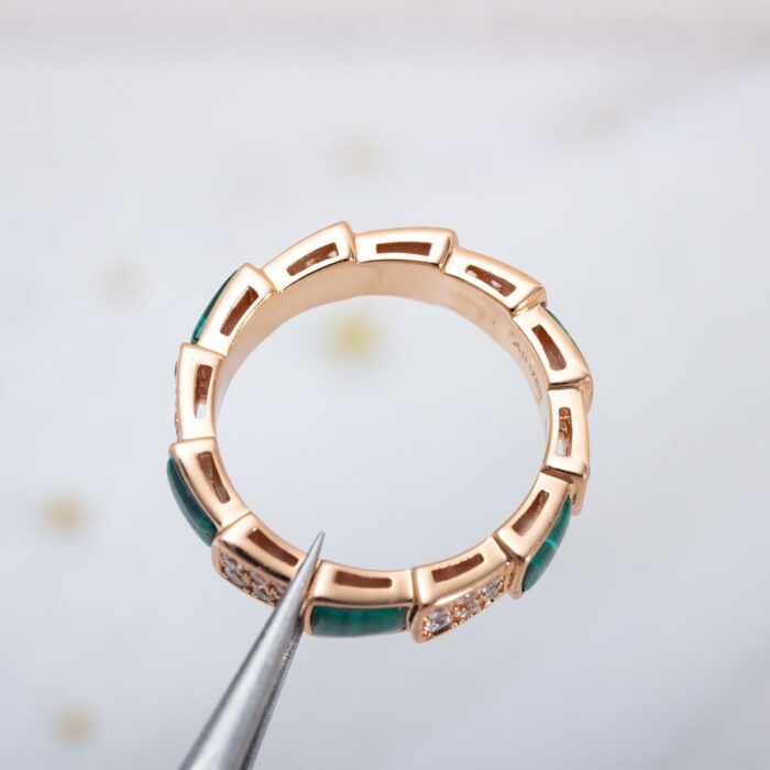 【Valerone Jewelry】SERPENTI RING PINK GOLD MALACHITE DIAMOND PAVED 4MM - Image 10