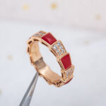 【Valerone Jewelry】SERPENTI RING PINK GOLD CARNELIAN DIAMOND PAVED 4MM