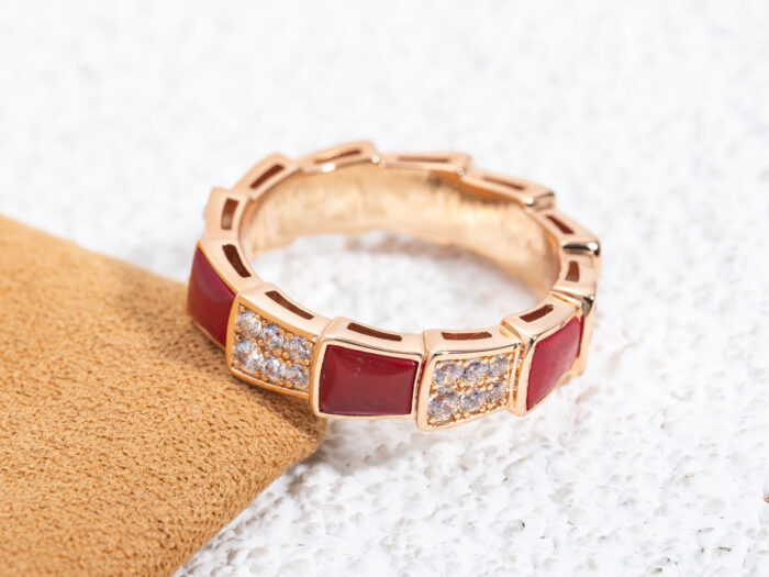 【Valerone Jewelry】SERPENTI RING PINK GOLD CARNELIAN DIAMOND PAVED 4MM - Image 5