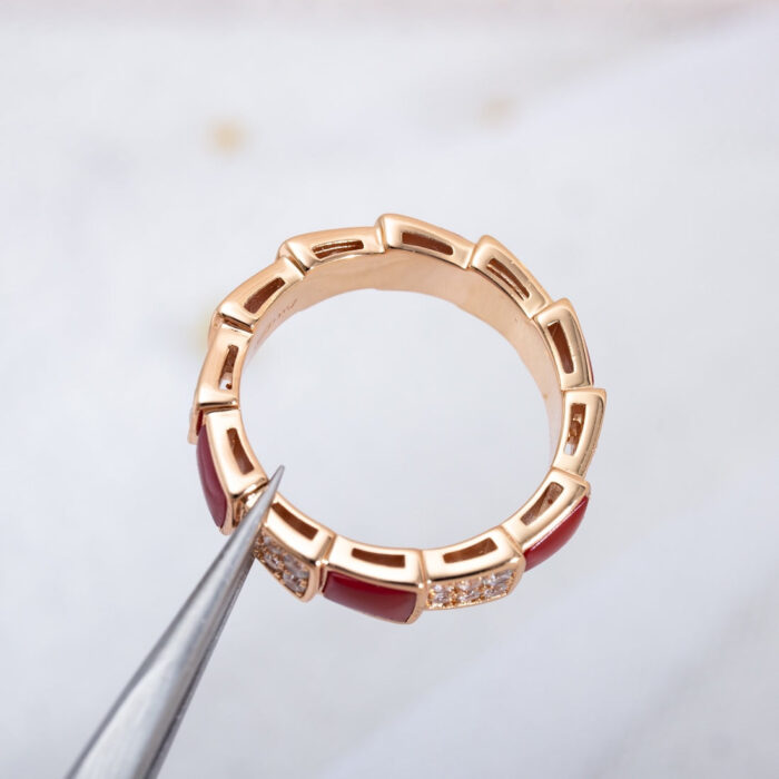 【Valerone Jewelry】SERPENTI RING PINK GOLD CARNELIAN DIAMOND PAVED 4MM - Image 7