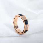 【Valerone Jewelry】SERPENTI RING PINK GOLD BLACK MOP DIAMOND PAVED 4MM