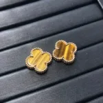 【Valeron Jewelry】CLOVER MEDIUM 1 MOTIFS TIGER EYE EARRINGS - Image 5