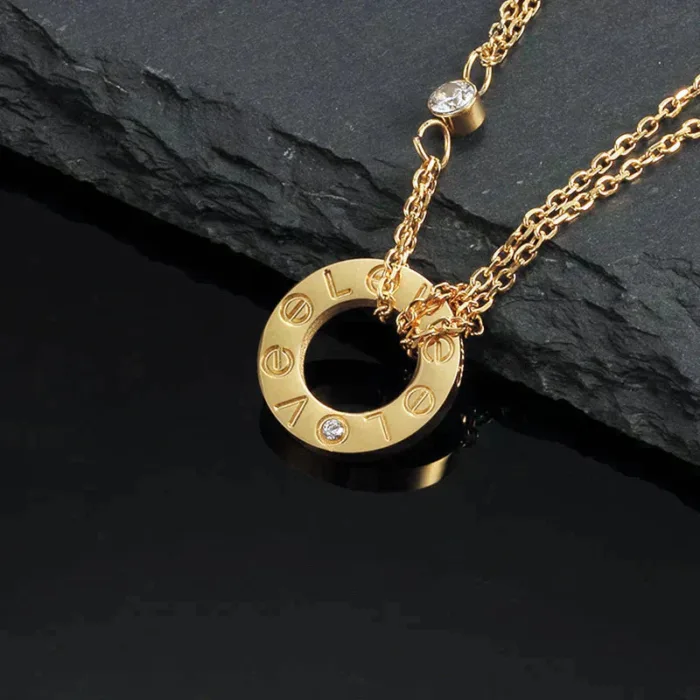 【Valleron Jewelry】LOVE NECKLACE 16MM 2 DIAMONDS - Image 3