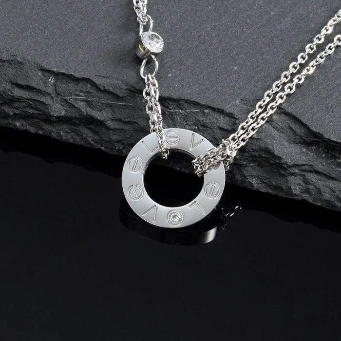 【Valleron Jewelry】LOVE NECKLACE 16MM 2 DIAMONDS - Image 4