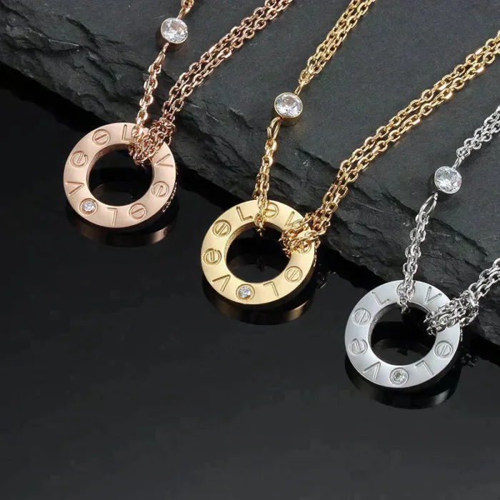 【Valleron Jewelry】LOVE NECKLACE 16MM 2 DIAMONDS - Image 5