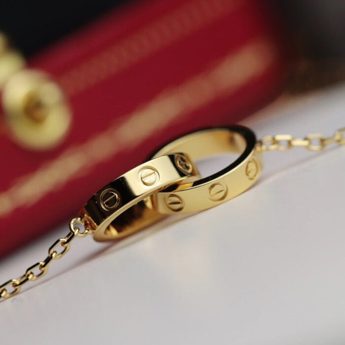 【Valleron Jewelry】LOVE NECKLACE DOUBLE RING GOLD - Image 1