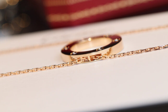 【Valleron Jewelry】LOVE NECKLACE 16MM 6 DIAMONDS PINK GOLD - Image 7