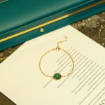 【Valeron Jewelry】SUN MALACHITE 1 DIAMOND PINK GOLD BRACELET - Image 6