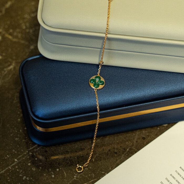 【Valeron Jewelry】SUN MALACHITE 1 DIAMOND PINK GOLD BRACELET - Image 8