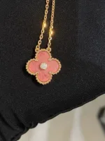 【Valleron Jewelry】CLOVER 15MM DIAMOND RHODONITE NECKLACE - Image 3