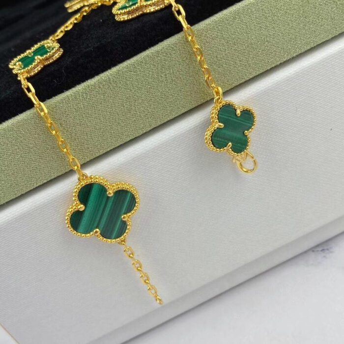 【Valerone Jewelry】MAGIC CLOVER MALACHITE GOLD BRACELET 5 MOTIFS - Image 4