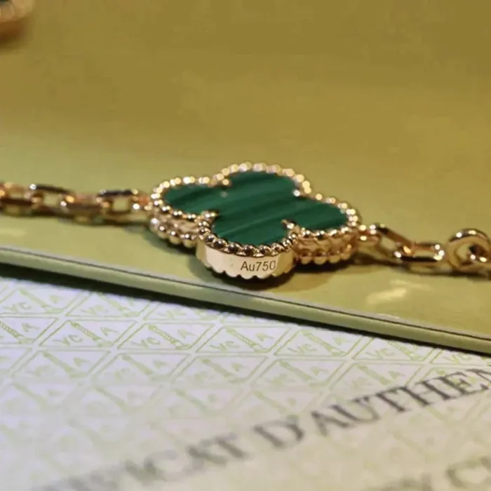 【Valleron Jewelry】CLOVER 5 MOTIFS MALACHITE BRACELET - Image 6