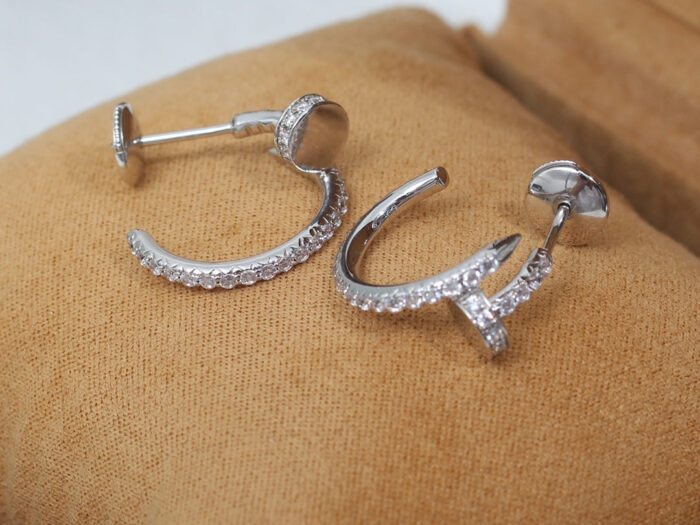 JUSTE EARRINGS 12.75MM SILVER DIAMOND - Image 4