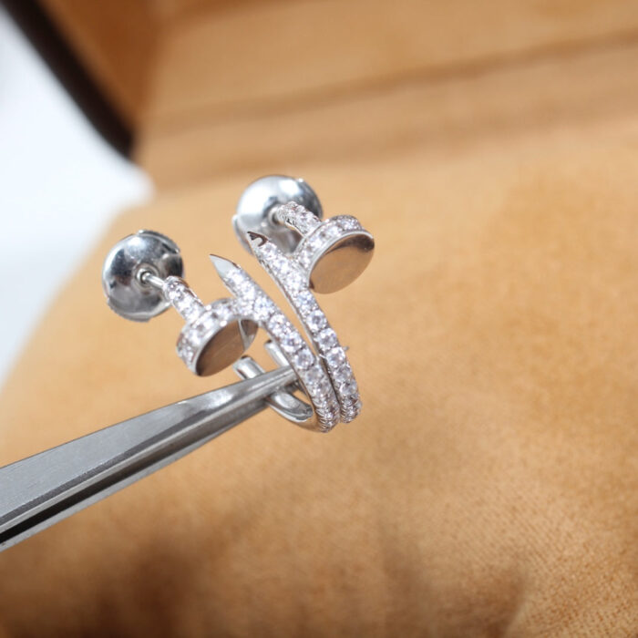 JUSTE EARRINGS 12.75MM SILVER DIAMOND - Image 6