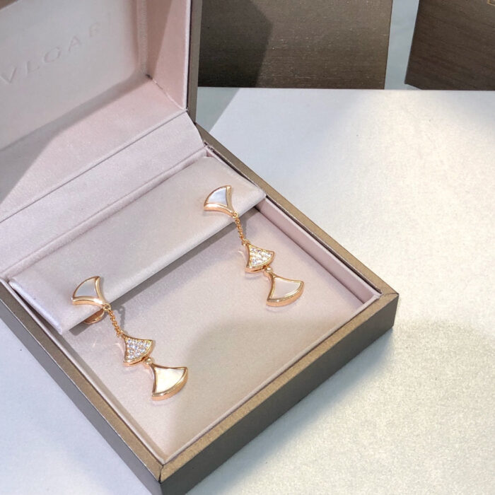 【Valeron Jewelry】DREAM EARRINGS 3 MOTIFS DIAMOND MOP PINK GOLD - Image 3