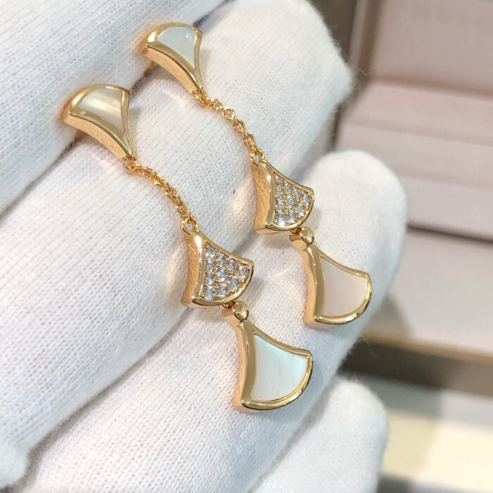 【Valeron Jewelry】DREAM EARRINGS 3 MOTIFS DIAMOND MOP PINK GOLD - Image 5