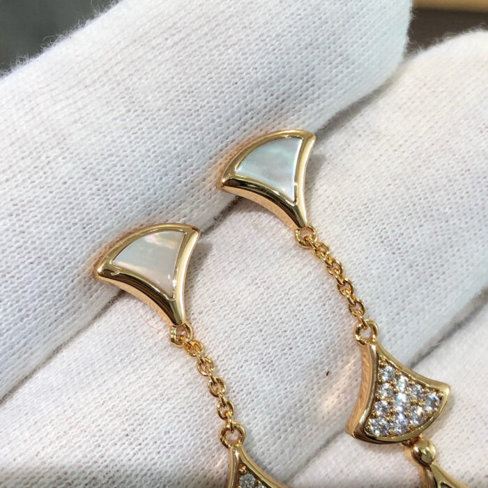 【Valeron Jewelry】DREAM EARRINGS 3 MOTIFS DIAMOND MOP PINK GOLD - Image 7