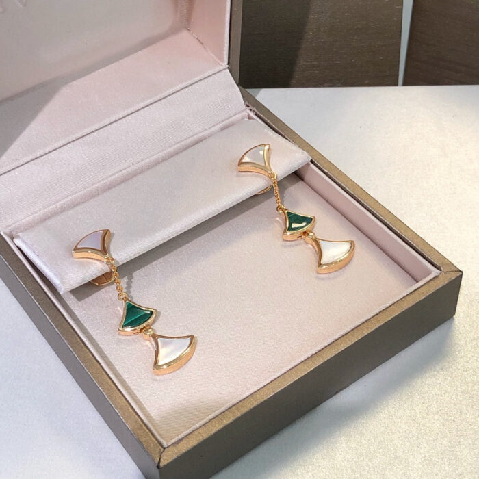 【Valeron Jewelry】DREAM EARRINGS 3 MOTIFS MALACHITE MOP PINK GOLD - Image 3