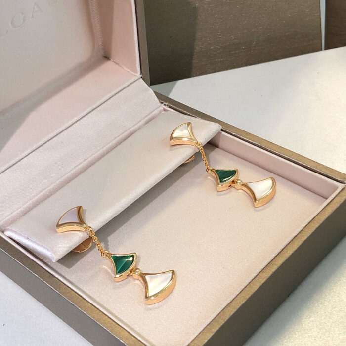【Valeron Jewelry】DREAM EARRINGS 3 MOTIFS MALACHITE MOP PINK GOLD - Image 4