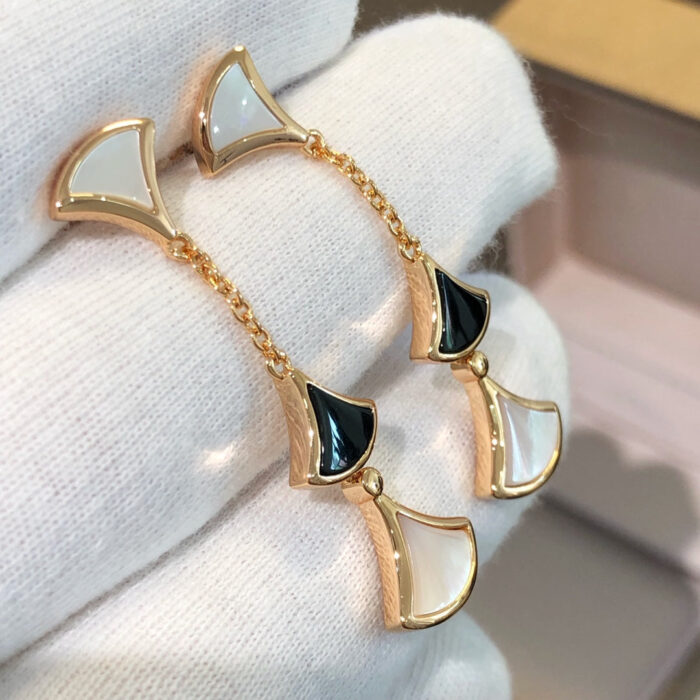 【Valeron Jewelry】DREAM EARRINGS 3 MOTIFS ONYX MOP PINK GOLD - Image 4