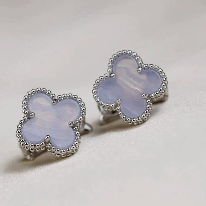 【Valeron Jewelry】CLOVER MEDIUM 1 MOTIFS  WHITE MOP EARRINGS SILVER - Image 5