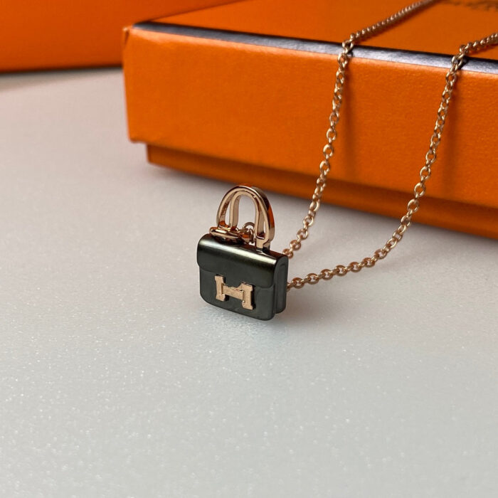 【Valleron Jewelry】CONSTANCE BLACK PEDANT PINK GOLD NECKLACE - Image 1