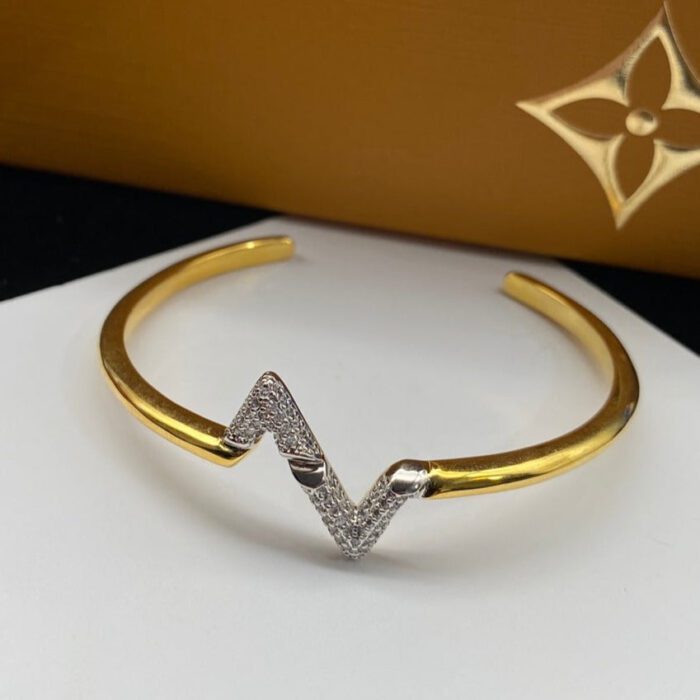 【Valeron Jewelry】VOLTE UPSITE DOWN DIAMOND GOLD OPEN BRACELET - Image 1