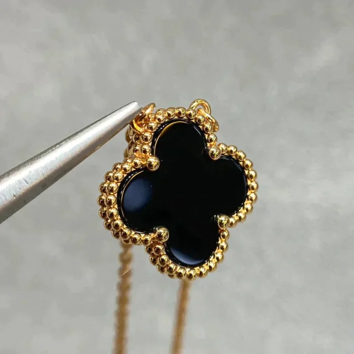 【Valerone Jewelry】CLOVER 15MM BLACK ONYX SINGLE FLOWER NECKLACE - Image 9