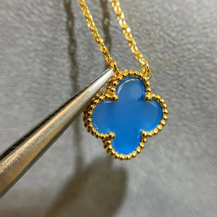 【Valerone Jewelry】CLOVER 15MM BLUE AGATE NECKLACE - Image 6