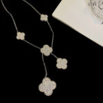 【Valleron Jewelry】CLOVER 5 MOTIFS SILVER DIAMONDS NECKLACE