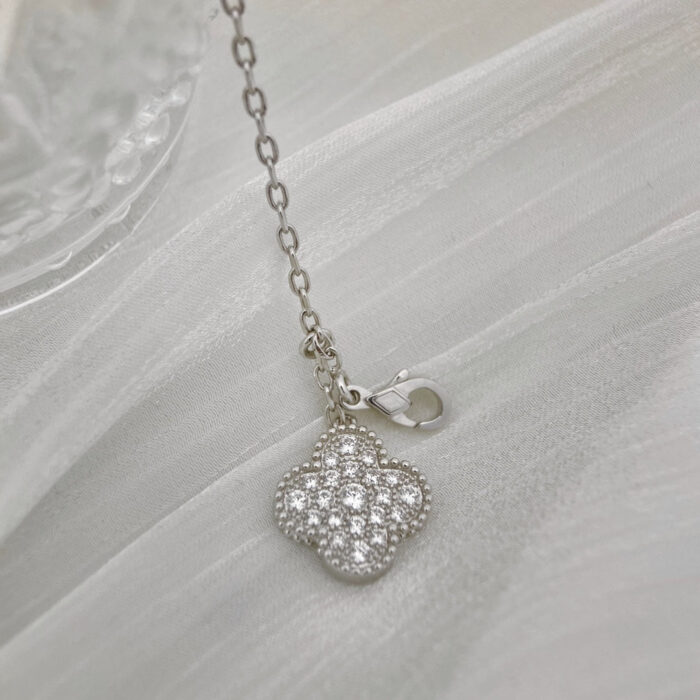 【Valleron Jewelry】CLOVER 5 MOTIFS SILVER DIAMONDS NECKLACE - Image 7
