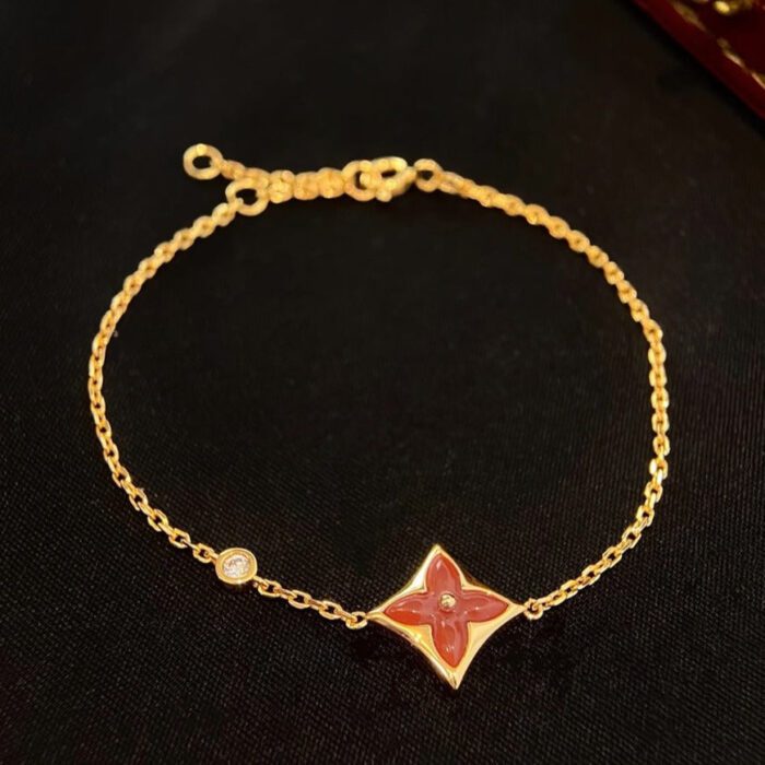 【Valerone Jewelry】COLOR STAR CARNELIAN PINK GOLD DIAMOND BRACELET - Image 1