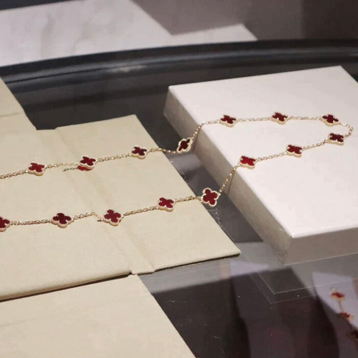 【Valeron Jewelry】CLOVER 20 MOTIFS CARNELIAN NECKLACE - Image 3