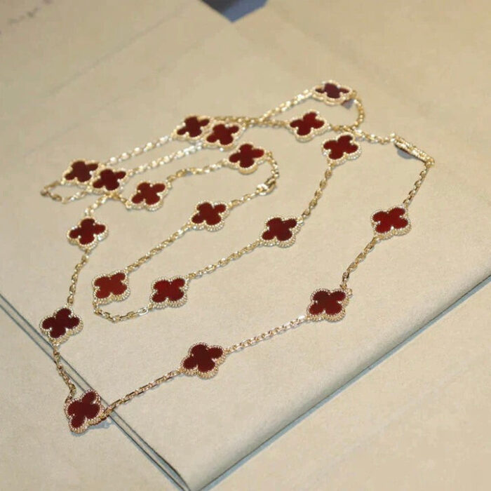 【Valeron Jewelry】CLOVER 20 MOTIFS CARNELIAN NECKLACE - Image 4
