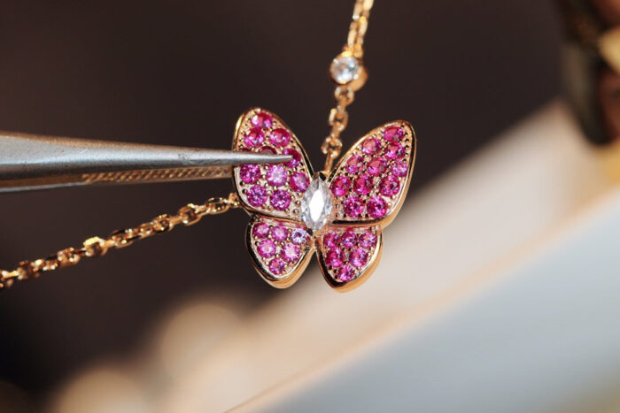 【Valleron Jewelry】BUTTERFLY RED DIAMOND ROSE GOLD NECKLACE - Image 4