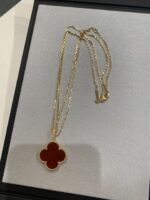 【Valleron Jewelry】CLOVER 25MM NECKLACE GOLD CARNELIAN - Image 5