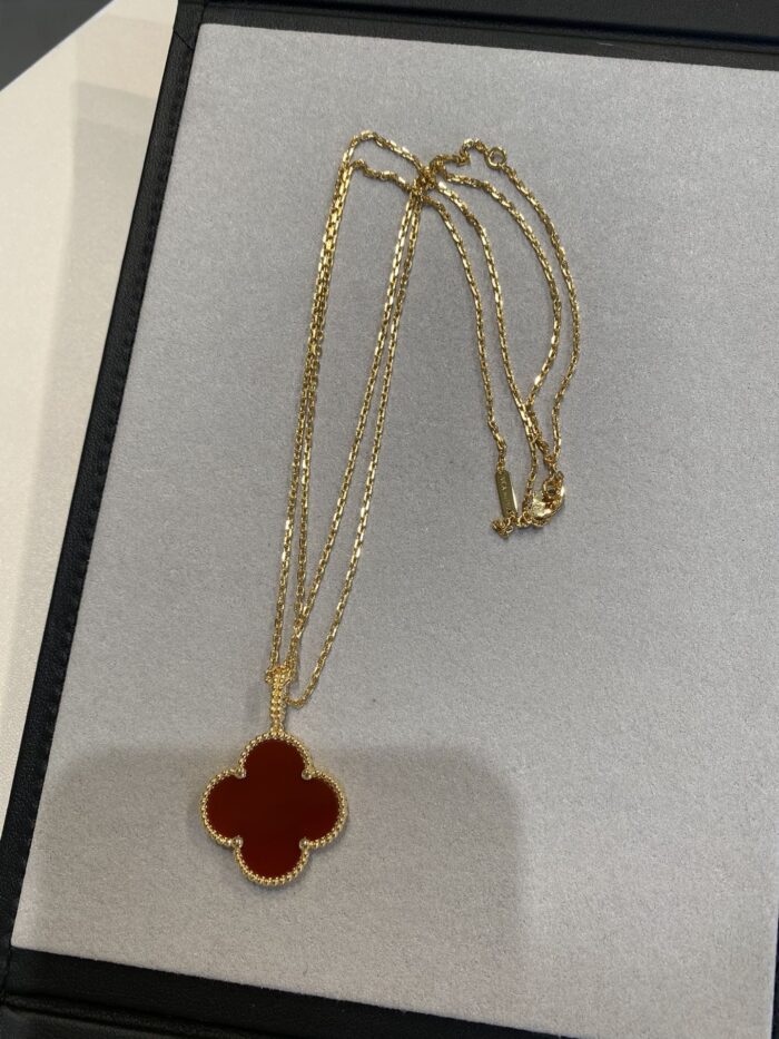【Valleron Jewelry】CLOVER 25MM NECKLACE GOLD CARNELIAN - Image 5
