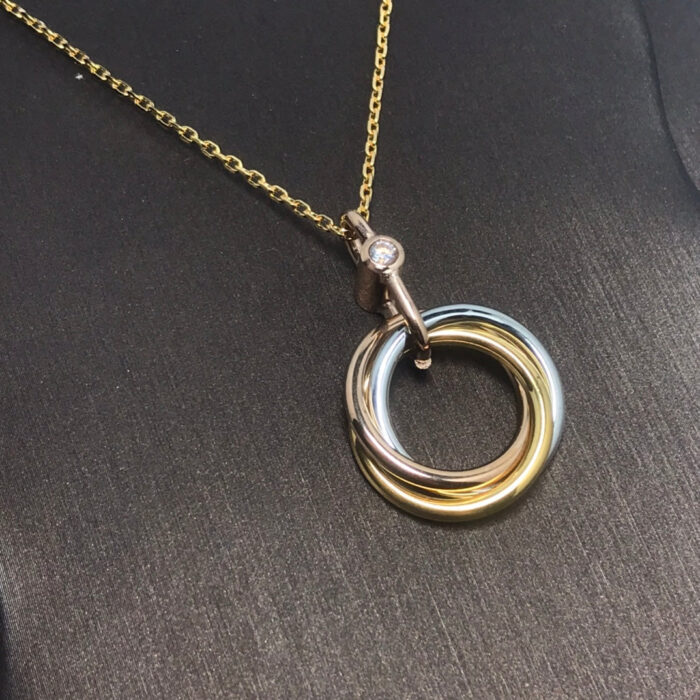 【Valleron Jewelry】TRINITY SILVER GOLD PINK GOLD NECKLACE - Image 1